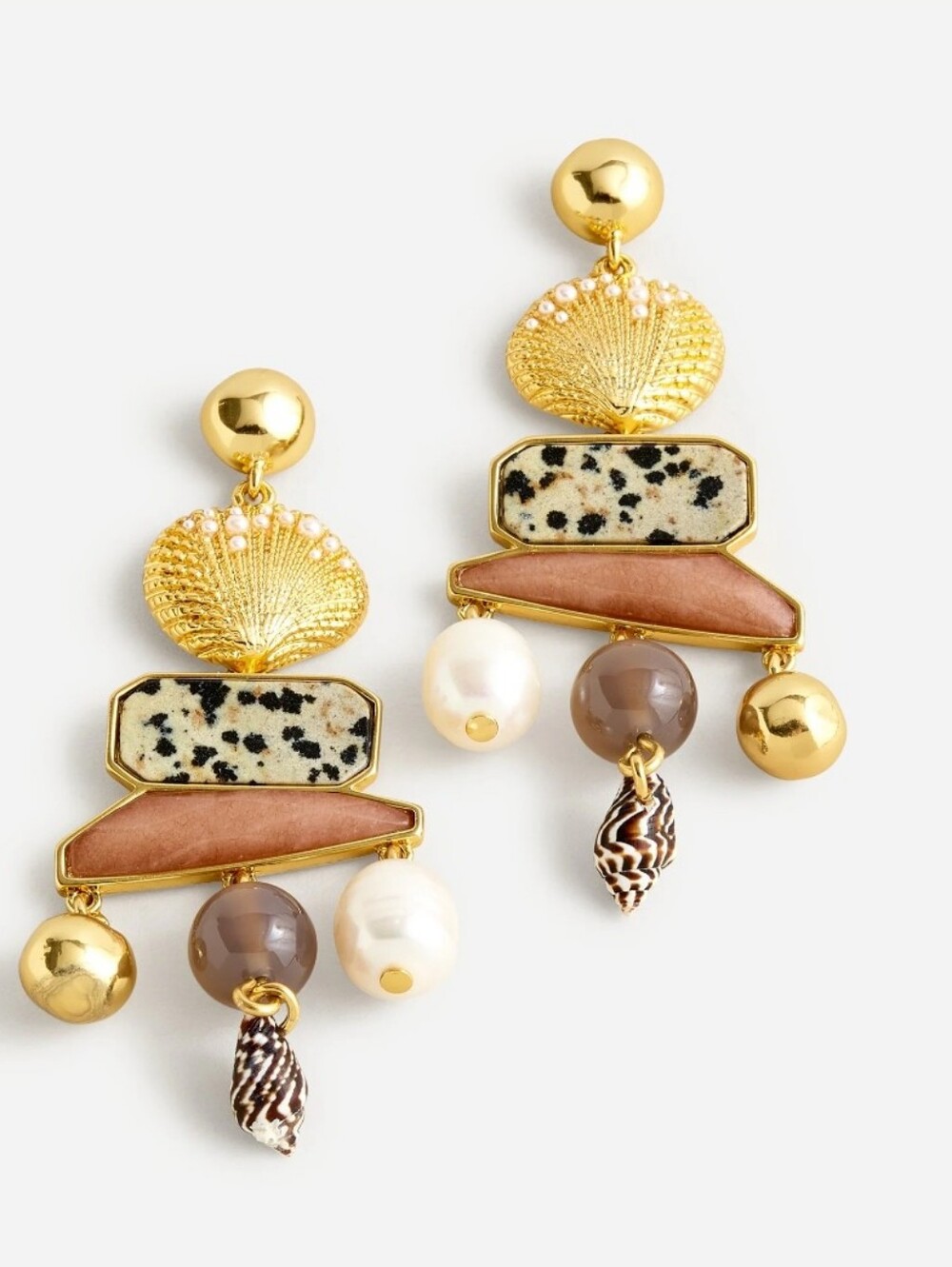 J. Crew Shell & Mixed-Stone Drop Earrings